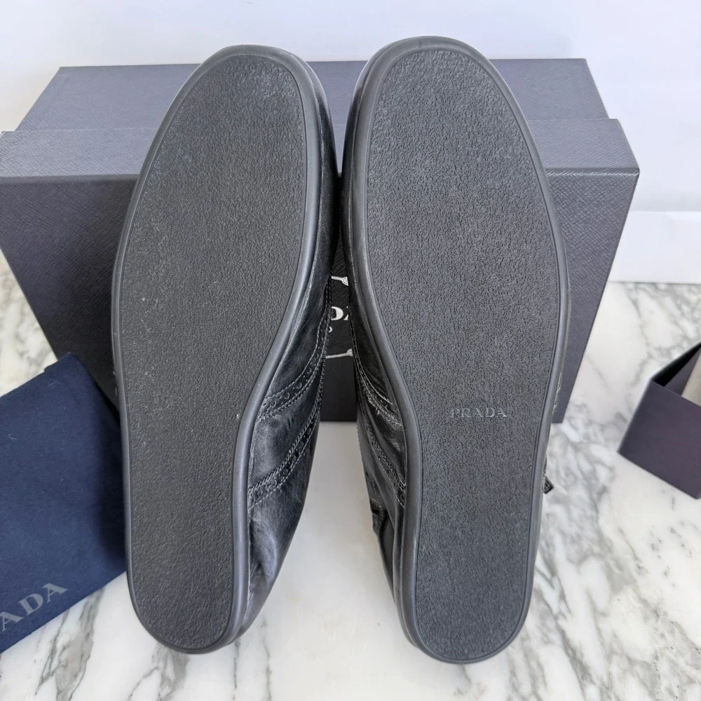 Prada 2EG469‎ Mens Leather Double Monk Strap Wingtip Shoes Grey Black UK 11